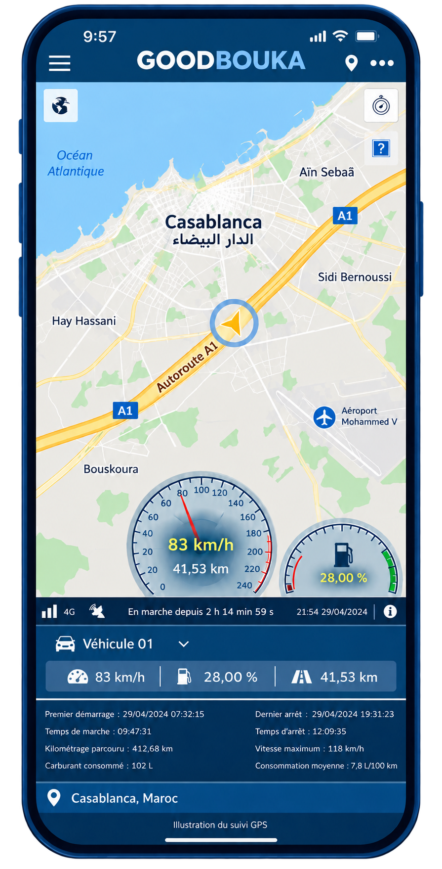 Illustration GPS à Casablanca au Maroc